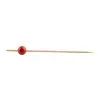 Tablecraft Ball Pick Red .4375"x.4375"x4.5" - Natural Bamboo - Pack of 100 - Set of 12