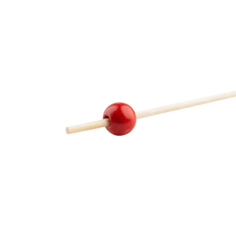 Tablecraft Ball Pick Red .4375"x.4375"x4.5" - Natural Bamboo - Pack of 100 - Set of 12
