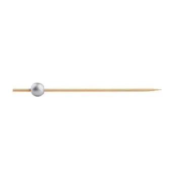 Tablecraft Ball Pick Silver .4375"x.4375"x4.5" - Natural Bamboo - Pack of 100 - Set of 12