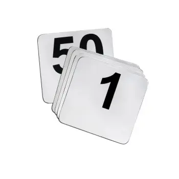 Tablecraft Number Sign - 1-50 3.75"x3.5"x.3125" - Stainless Steel (200 Series)