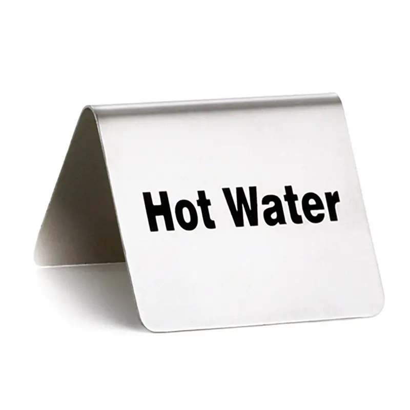 Tablecraft Table Tent - Hot Water 2.5"x2.75"x1.875" - Stainless Steel (200 Series)