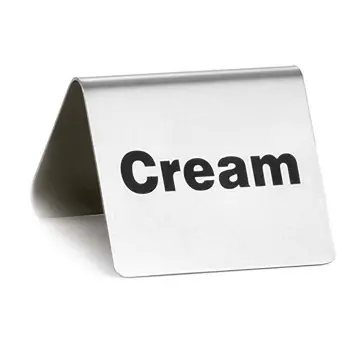 Tablecraft Table Tent - Cream 2.5"x2.75"x1.875" - Stainless Steel (200 Series)