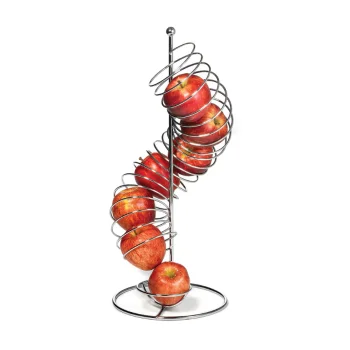 Tablecraft Spiral Fruit Basket Oz. 9"x9"x18.5" - Chrome Plated (Over Iron)