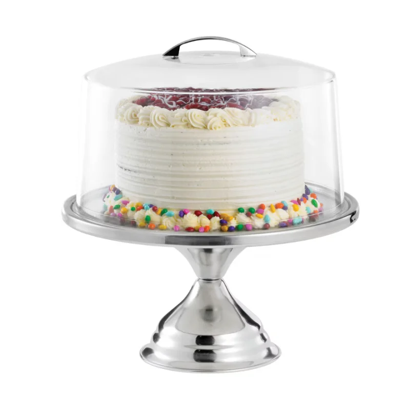 Tablecraft Cake Stand With Cover 12.875"x12.875"x13.5" - Stainless Steel (200 Series)
