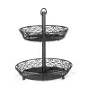 Tablecraft Mediterranean Collection Fruit Basket - Two-Tiered Oz. 10.75"x10.75"x12.25" - Black Powder Coated Steel