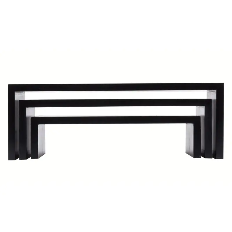 Tablecraft Cascade Risers Black 22"x7.875"x7.875" - Wood (Rubberwood) Set of 3