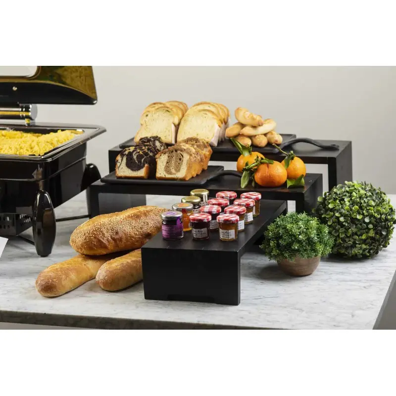 Tablecraft Cascade Risers Black 22"x7.875"x7.875" - Wood (Rubberwood) Set of 3