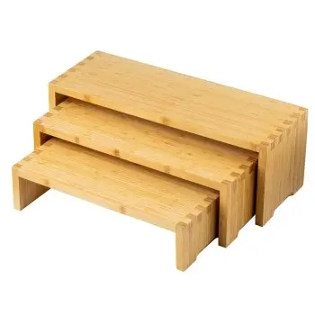 Tablecraft Cascade Risers 22"x7.875"x7.875" - Natural Bamboo Set of 3