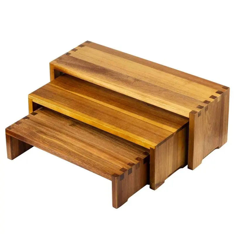 Tablecraft Cascade Risers 22"x7.875"x7.875" - Acacia Wood Set of 3