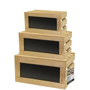 Tablecraft Rustic Risers Crate Set 19.25"x13.5"x10.5" - Wood (Chinese Fir - Cunninghamia) Set of 3