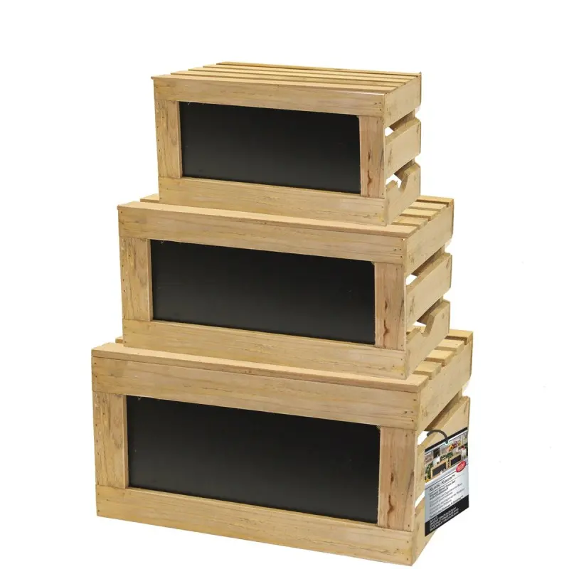 Tablecraft Rustic Risers Crate Set 19.25"x13.5"x10.5" - Wood (Chinese Fir - Cunninghamia) Set of 3