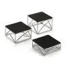 Tablecraft Square Non-Slip Riser Oz. 6"x6"x9.5625" - Chrome Plated (Over Iron) Set of 3 (3 - 4 &6+)
