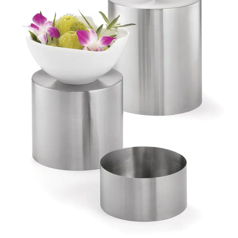 Tablecraft Round Nesting Riser Set 8.125"x8.125"x9" - Stainless Steel (14-1) Set of 3