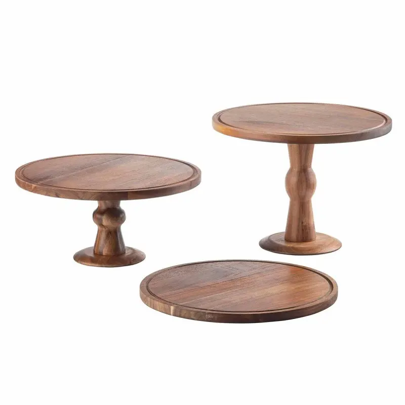 Tablecraft Acacia Collection Round Cake Stand 12.5"x12.5"x9" - Acacia Wood 9" Height - Unassembled Tablecraft Acacia Collection Round Cake Stand 12.5"x12.5"x9" - Acacia Wood 9" Height - Unassembled