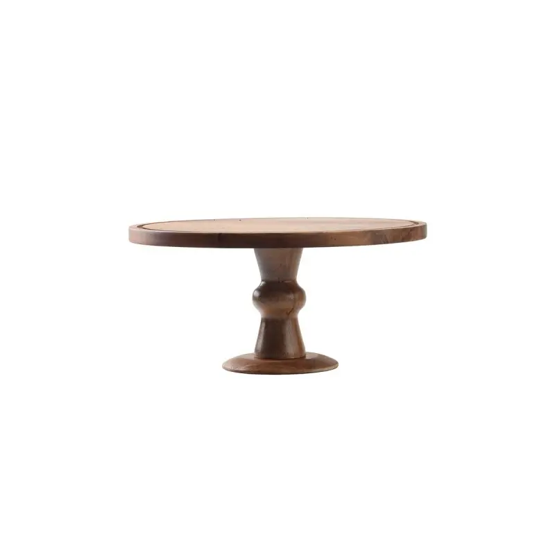 Tablecraft Acacia Collection Round Cake Stand 12.5"x12.5"x6" - Acacia Wood 6" Height - Unassembled