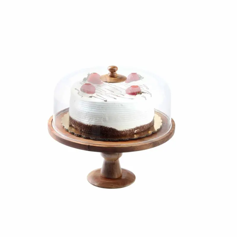 Tablecraft Acacia Collection Round Cake Stand 12.5"x12.5"x6" - Acacia Wood 6" Height - Unassembled