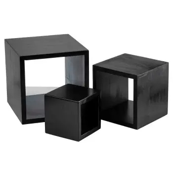 Tablecraft Barclay Square Riser Set Black 9"x9"x9" - Wood (Rubberwood) Set of 3