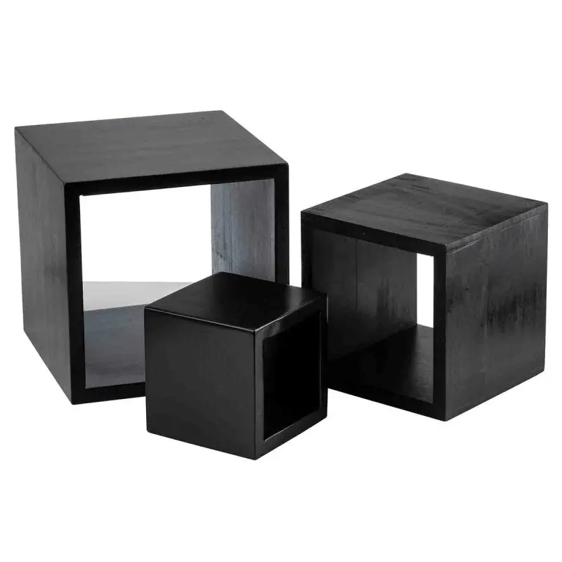 Tablecraft Barclay Square Riser Set Black 9"x9"x9" - Wood (Rubberwood) Set of 3
