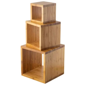 Tablecraft Barclay Square Riser Set 9"x9"x9" - Natural Bamboo Set of 3