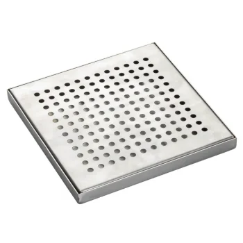 Tablecraft Square 2-Piece Drip Tray 9.5 Oz. 6"x6"x.625" - Stainless Steel (18/0)
