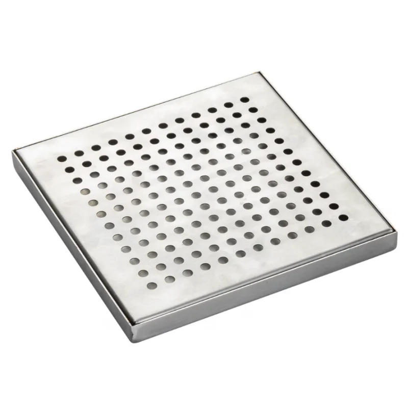 Tablecraft Square 2-Piece Drip Tray 9.5 Oz. 6"x6"x.625" - Stainless Steel (18/0)