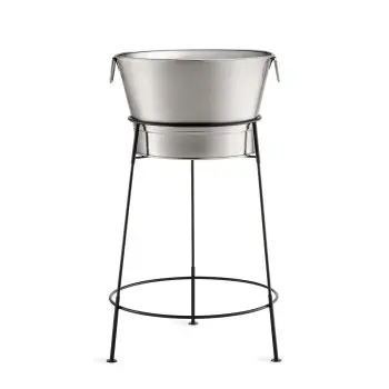 Tablecraft Round Beverage Tub With Stand 11 Gallon 21.75"x21.75"x37.5" - Stainless Steel (14-1)