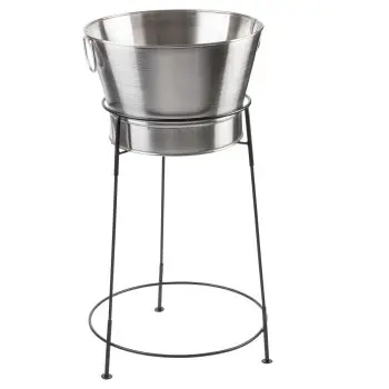 Tablecraft Round Beverage Tub With Stand 11 Gallon 21.75"x21.75"x37.5" - Stainless Steel (14-1)