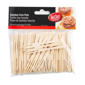 Tablecraft Disposable Fork 3.5"x.25"x.08" - Natural Bamboo Pack of 100 - Set of 12
