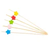 Tablecraft Decorative Picks - Stars .625"x.25"x4.5" - Natural Bamboo Pack of 100 - Assorted - Set of 12
