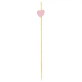 Tablecraft Decorative Picks - Hearts .5"x.25"x4.5" - Combo: Bamboo & Pinewood Pack of 100 - Set of 12