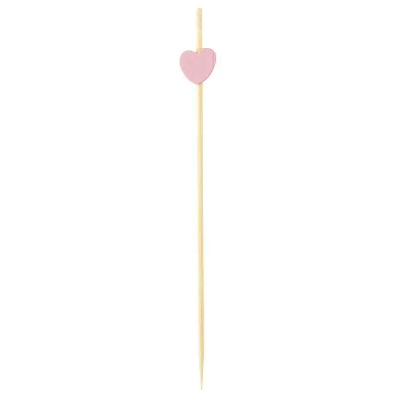 Tablecraft Decorative Picks - Hearts .5"x.25"x4.5" - Combo: Bamboo & Pinewood Pack of 100 - Set of 12