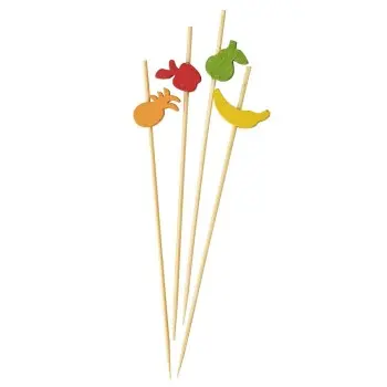 Tablecraft Decorative Picks - Fruit .625"x.25"x4.5" - Natural Bamboo Pack of 100 - Assorted - Set of 12
