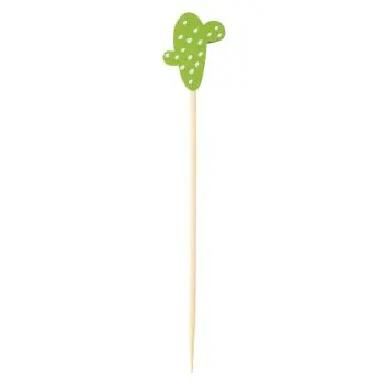 Tablecraft Decorative Picks - Cactus .625"x.25"x4.5" - Combo: Bamboo & Pinewood Pack of 100 - Assorted - Set of 12