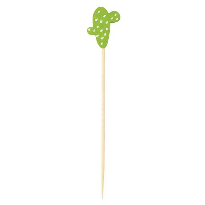 Tablecraft Decorative Picks - Cactus .625"x.25"x4.5" - Combo: Bamboo & Pinewood Pack of 100 - Assorted - Set of 12