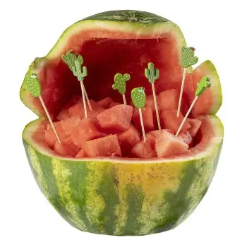 Tablecraft Decorative Picks - Cactus .625"x.25"x4.5" - Combo: Bamboo & Pinewood Pack of 100 - Assorted - Set of 12