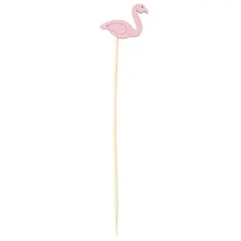 Tablecraft Decorative Picks - Flamingo .625"x.25"x4.5" - Combo: Bamboo & Pinewood Pack of 100 - Set of 12