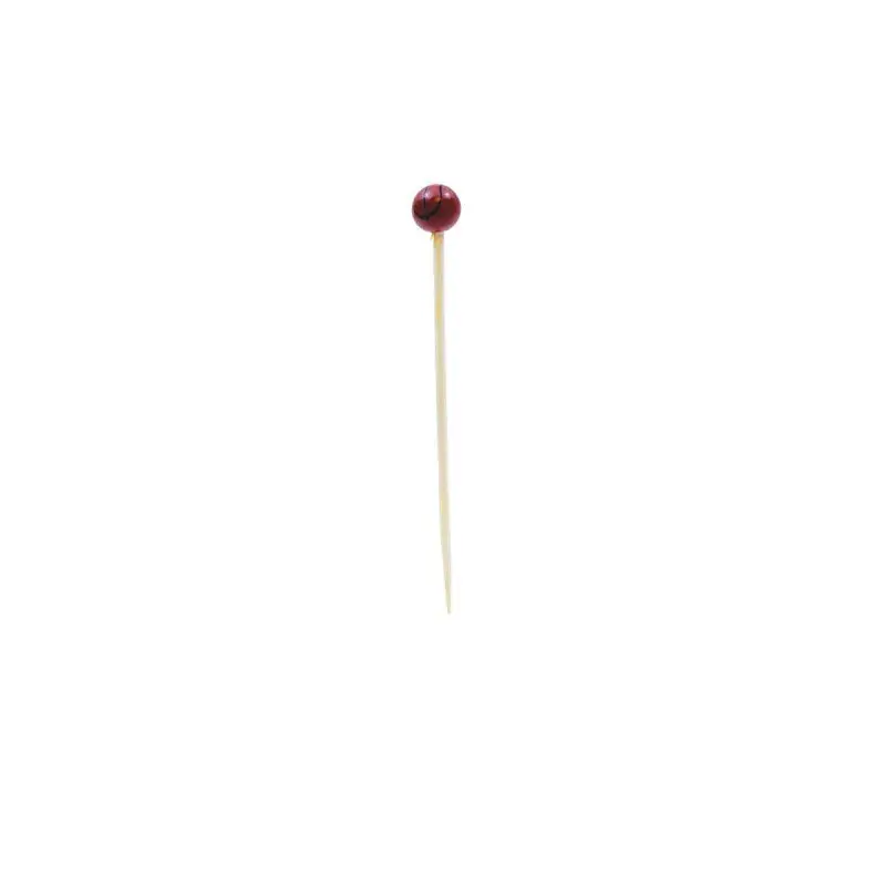 Tablecraft Sport Picks - Basketball .5"x.5"x4.5" - Combo: Bamboo & Pinewood - Set of 12