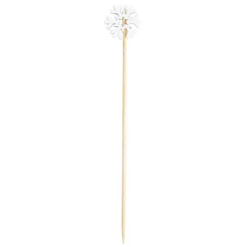 Tablecraft Decorative Picks - Snowflakes .625"x.25"x4.5" - Natural Bamboo Pack of 100 - Set of 12