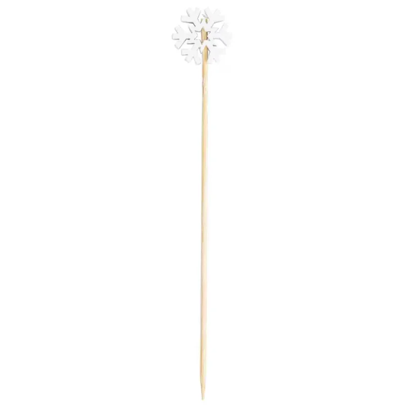 Tablecraft Decorative Picks - Snowflakes .625"x.25"x4.5" - Natural Bamboo Pack of 100 - Set of 12