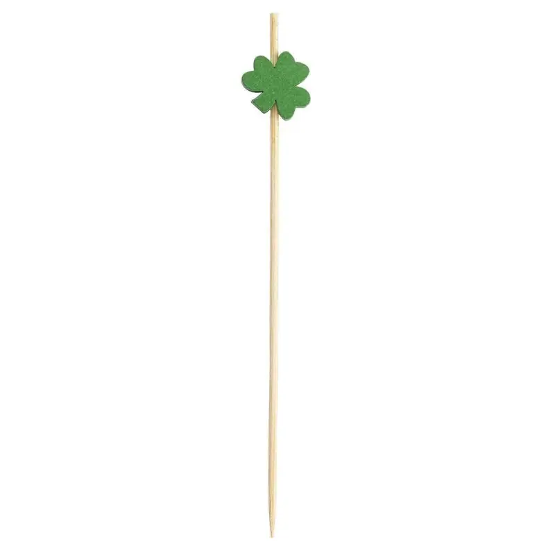 Tablecraft Decorative Picks - Shamrock .625"x.25"x4.5" - Natural Bamboo Pack of 100 - Set of 12