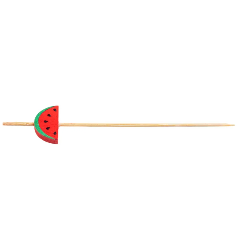 Tablecraft Decorative Picks - Watermelon .625"x.25"x4.5" - Natural Bamboo Pack of 100 - Set of 12