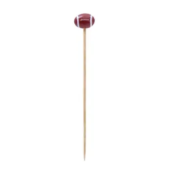 Tablecraft Sport Picks - Football .75"x.5"x4.5" - Combo: Bamboo & Pinewood - Set of 12