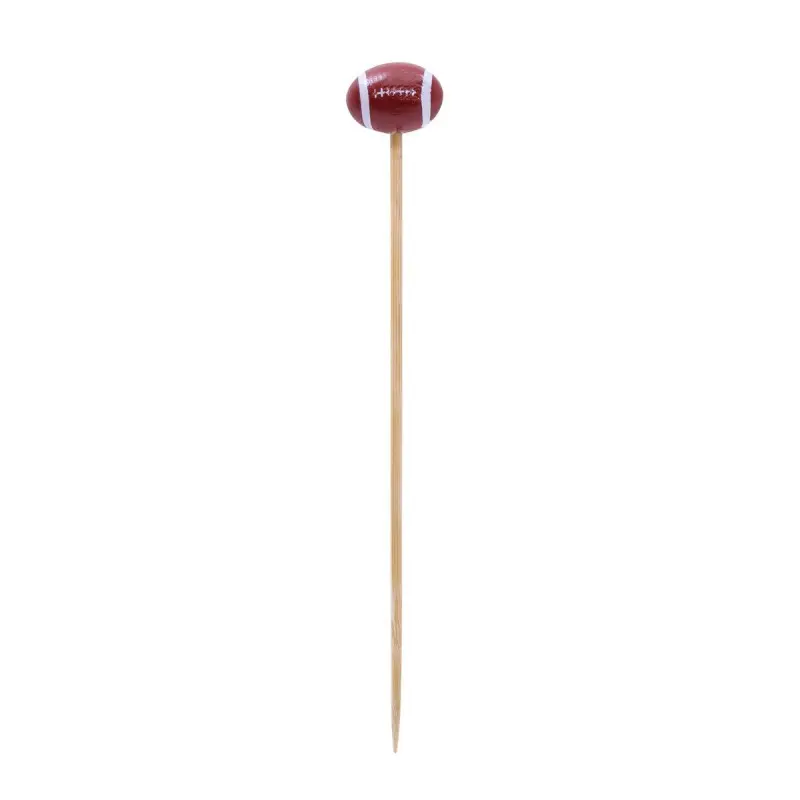 Tablecraft Sport Picks - Football .75"x.5"x4.5" - Combo: Bamboo & Pinewood - Set of 12