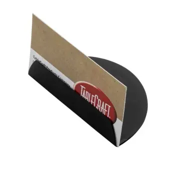 Tablecraft Half Moon Card Holder Black 3.5"x2"x1.5" - Black Powder Coated Steel
