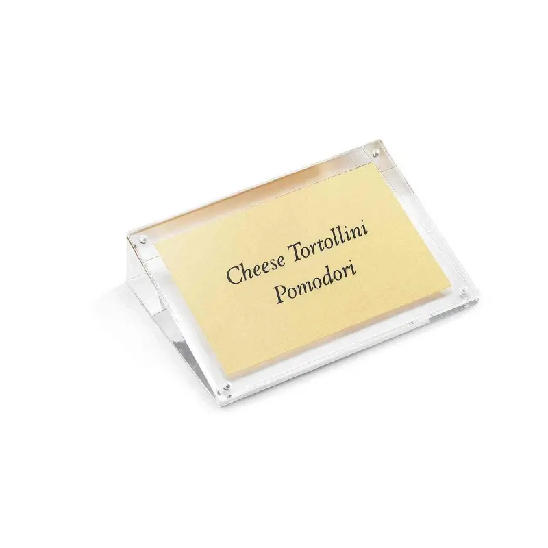 Tablecraft Angled Rectangular Magnetic Card Holder Clear 6"x1.4"x3.875" - Acrylic (w/ Inset Magnets)