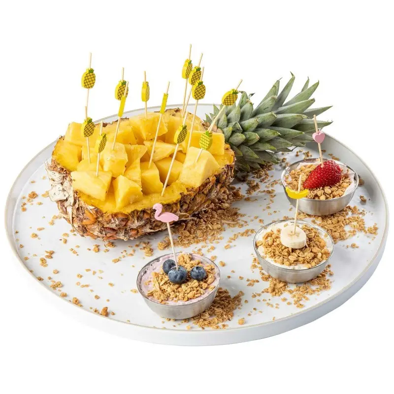 Tablecraft Decorative Picks - Pineapple .625"x.25"x4.5" - Combo: Bamboo & Pinewood Pack of 100 - Set of 12