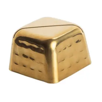 Tablecraft Square Card Holder Gold 2"x2"x1.375" - Stainless Steel Hammered Texture