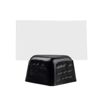 Tablecraft Square Card Holder Black 2"x2"x1.375" - Stainless Steel Hammered Texture