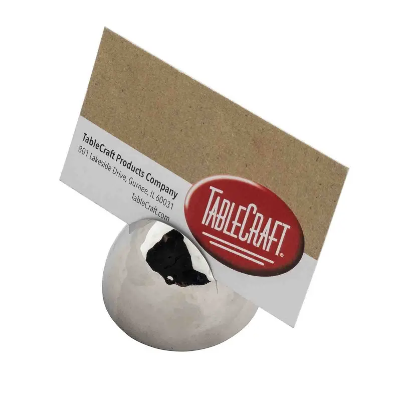 Tablecraft Round Card Holder Silver 1.8"x1.8"x1.125" - Stainless Steel (200 Series) - Hammered Pattern