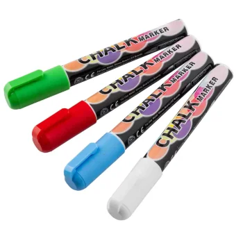 Tablecraft Assorted Markers .75"x.75"x5.5" - Ink Pack of 4- White - Blue - Green - Red